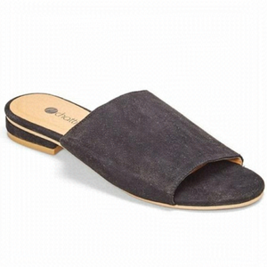 CHATTIES Black Faux Suede Summer slide Slip On Sandal Size 5 NWT